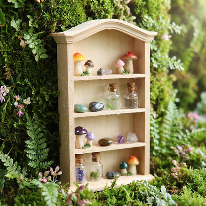 Dollhouse Wooden Bookshelf, 1/12 Mini Furniture Doll Display Case Miniature Cabinet Shelf Fairy Scene Bookcase Dollhouse Accessories