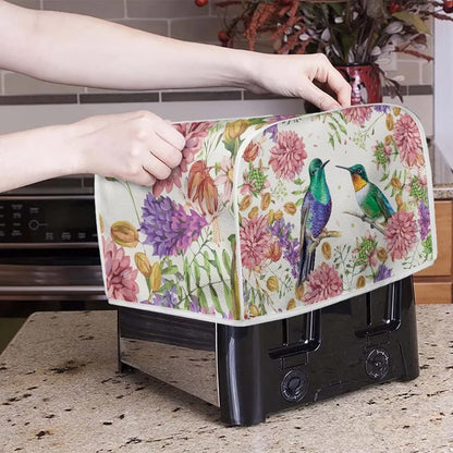 Belidome Hummingbird Pink Flower Toaster Dust Cover - 4 Slice Kitchen Appliance Protector