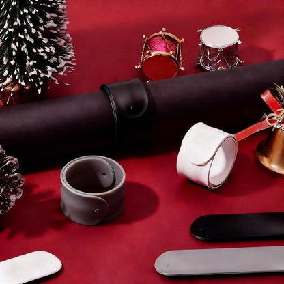 Charniol Wrapping Paper Roll Holder - 12-Piece Silicone Covered Metal Strips | 1 x 9 Inch Stabilizer (Black, White, Gray)