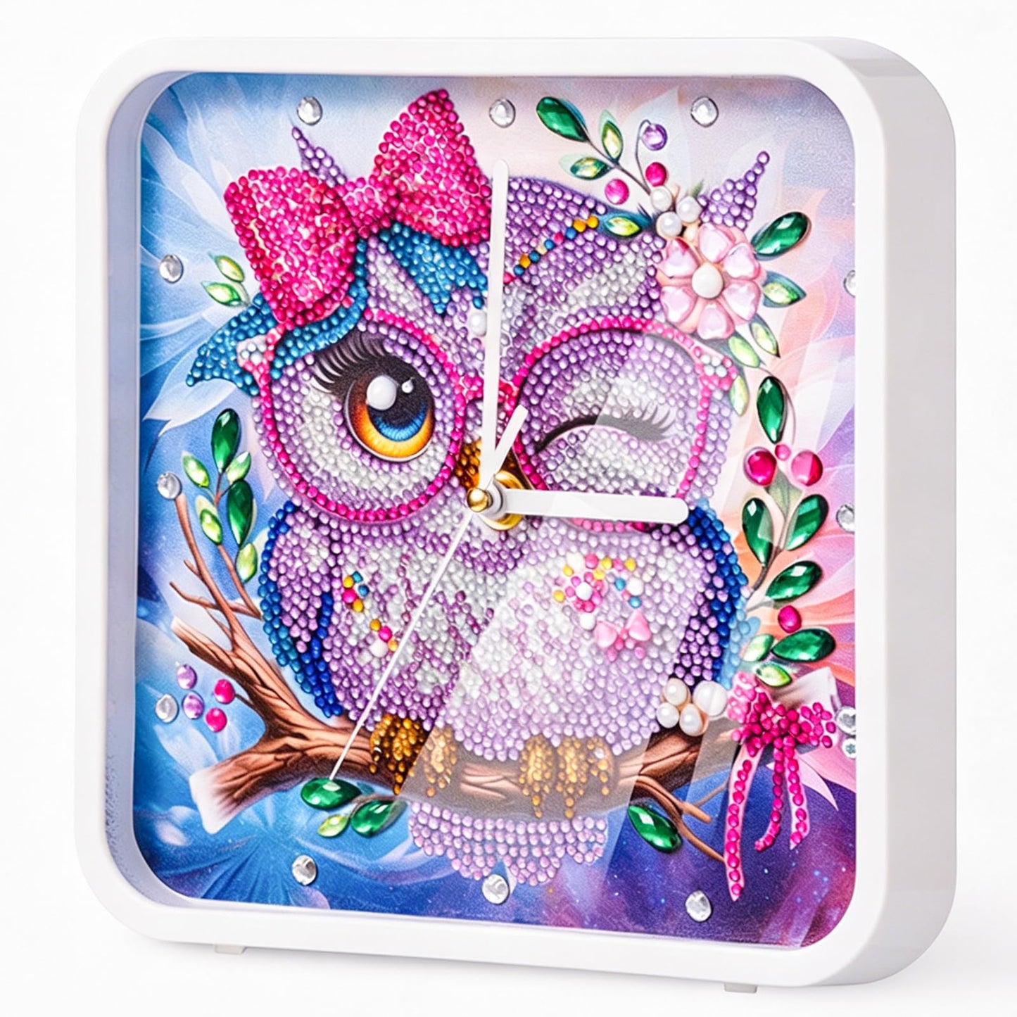 LEIYULY Diamond Art Kits for Adults, Hanging Cute Owl Diamond Painting Clock, Round Gem Crystal Art Painting for Beginners, Creative Home Decor Gift