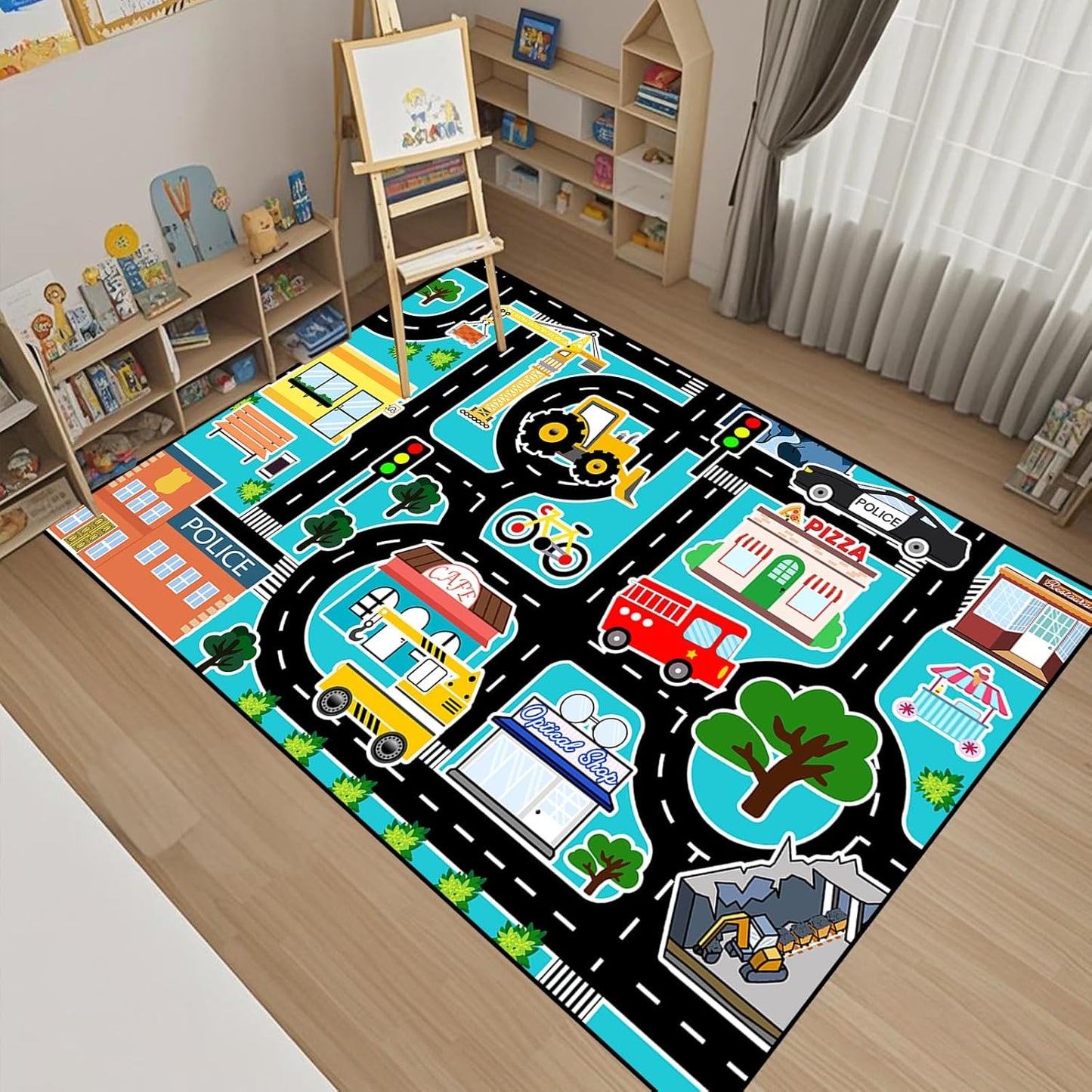 5x7 Car Rug Play Mat - Kids Play Rugs City Life Road Map Rug Feet Large Educational Traffic Track Car Mat for Kids Toy