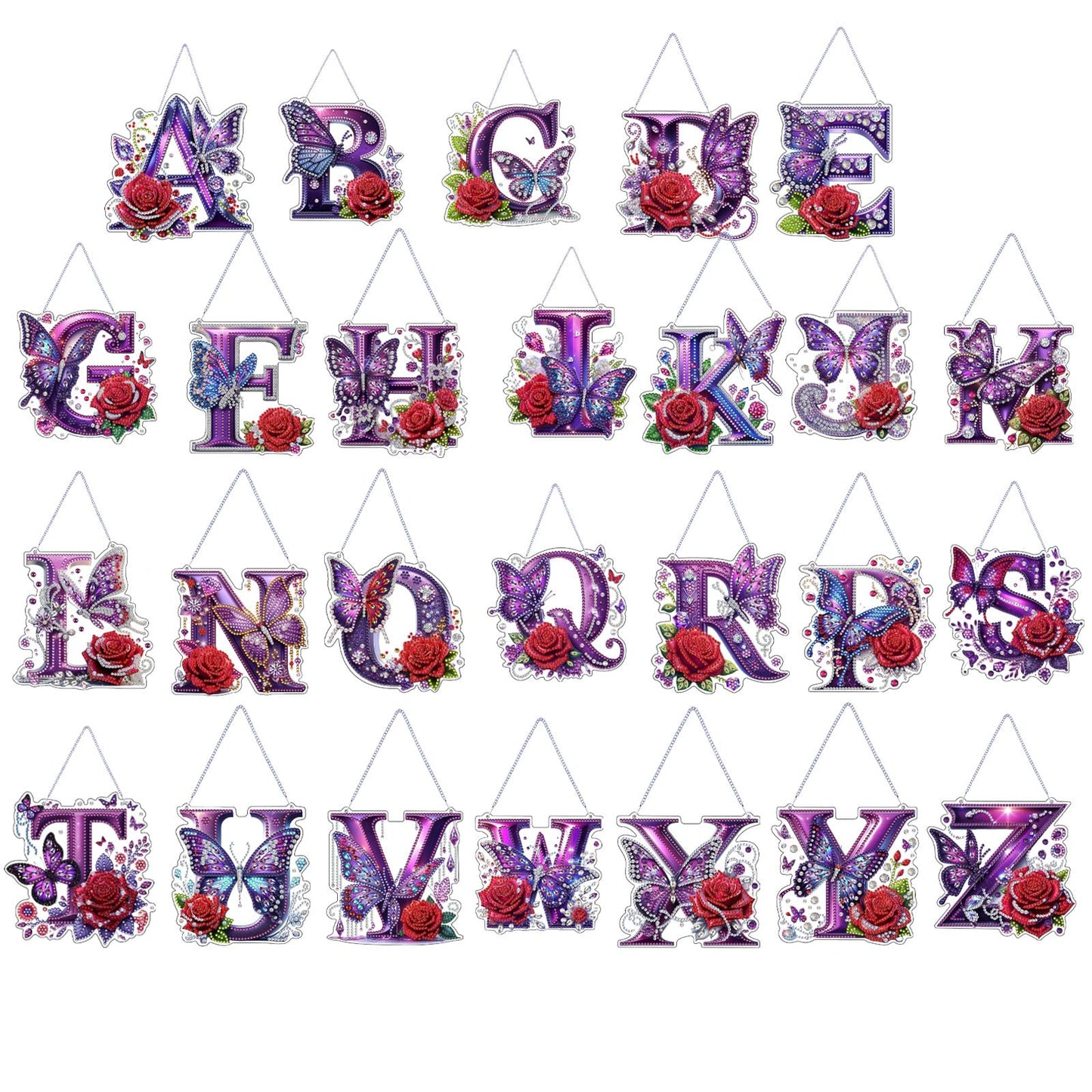 DIY Hanging Diamond Art Kit for Adult – Gem Art Window & Wall Pendant, Acrylic Letter Diamond Painting Ornament for Home & Garden Decoration (M)