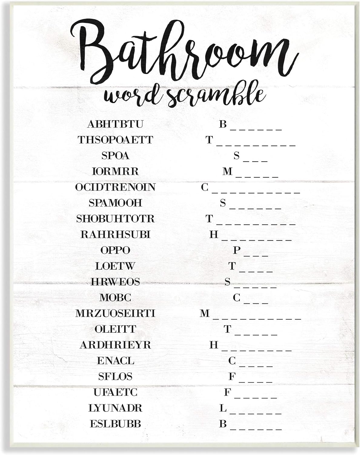 Stupell Industries Bathroom Scramble Wall Plaque, 10 x 15, Design by Artist Daphne Polselli