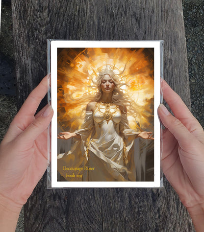 Decoupage Paper Pack (35 Sheets 6"x8") Gorgeous Women in Bright Sunlight Wearing Amazing Crowns FLONZ Vintage Illustration Pictures Cards for Decoupage, Craft and Scrapbooking