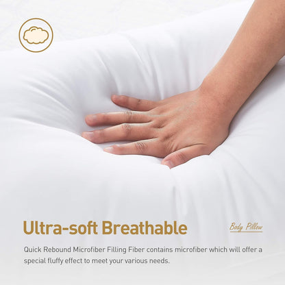 20 72, Acanva Fluffy Bed Sleeping Side Sleeper Body Pillow Insert, Extra-Long x White