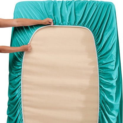 Nestl Extra Deep Pocket Split King Sheet Set - 7 PC Soft Microfiber Bedding Sheets & Pillowcases, Teal Blue/Green