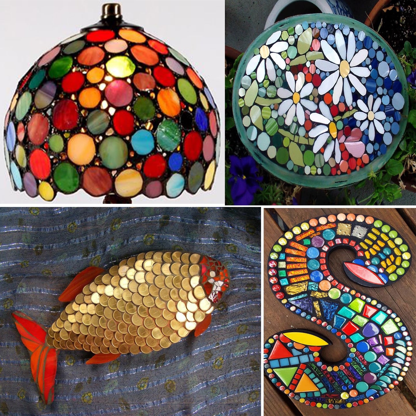 ILLUCKAI 3/4" Round Iridescent Stained Glass Mosaic Tiles for Crafts, 280g 125pcs Circle Mosaic Glass Pieces, Mosaic Kit Supplies for Home Decor(Iridescent White)