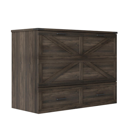 Bellemave Full Size Murphy Bed with Charging Station and Storage, Farmhouse Murphy bedframe with Foldable Panel, Noisy Free, for Guest Bedroom, Living Room, Office, Rustic Gray