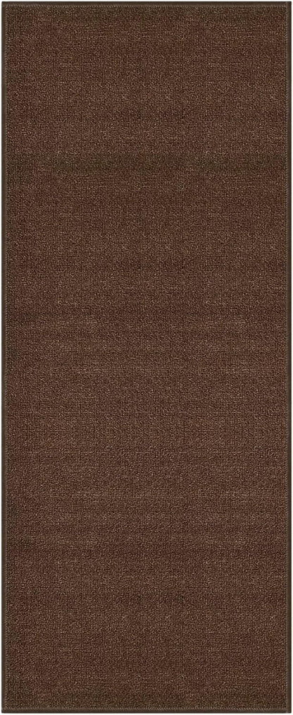 Kapaqua Custom Length Runner Rug, Solid Color Non Slip Rubber Backing for Hallway Stair Kitchen Living Room, Coffee