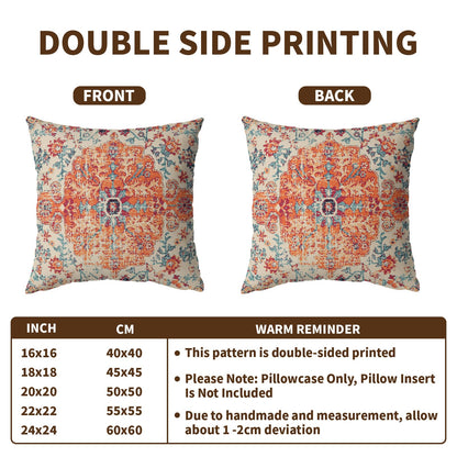 Boho Ethnic Pillow Covers 18x18 Inch Set of 2 Bohemian Rust Carpet Throw Pillows For Couch Burnt Orange Blue Teal Geometric Decorative Pillow Cases Farmhouse Home Decor For Couch Sofa Room Outdoor