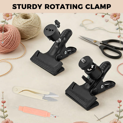 Portable Embroidery Hoop Stand Holder, Black Cross Stitch Hoop Holder, Adjustable 360° Rotated Cross Stitch Lap Stand for Most Sizes and Shapes of Embroidery Needlework Hoops