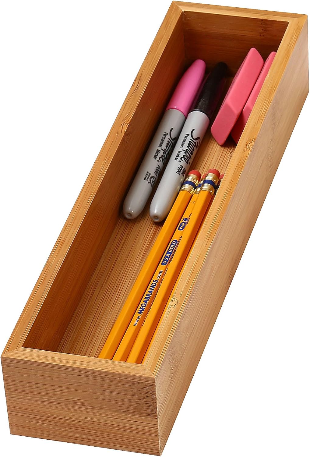 YBM HOME Bamboo Drawer Organizer Storage Box for Kitchen, Junk Drawer, Office, Bedroom, Craft, Sewing, Bathroom, 3x12x2