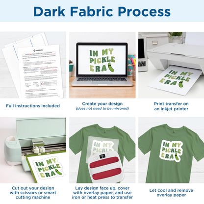 PrintWorks Iron on Heat Transfer Paper for Inkjet Printer - Printable Heat Transfer Vinyl for Dark & Light Fabrics (Printable HTV) - 8.5" x 11" - 10 Sheets - Made in The USA - Iron on Vinyl (00537)