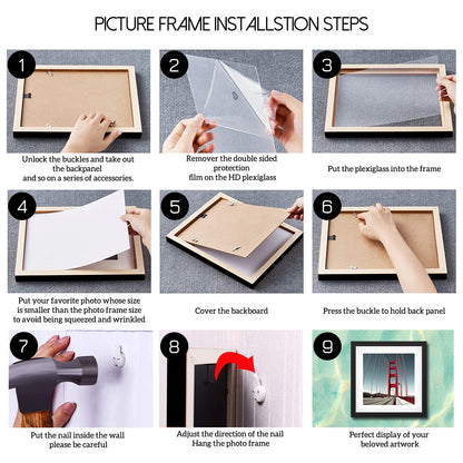16x16 Picture Frame Diamond Painting Frames Poster Frames Made of Solid Wood,Display Pictures 12x12 with Mat or 16x16 without Mat for Photos, Paintings,Walls Decoration,Anniversary,Wedding,Christmas