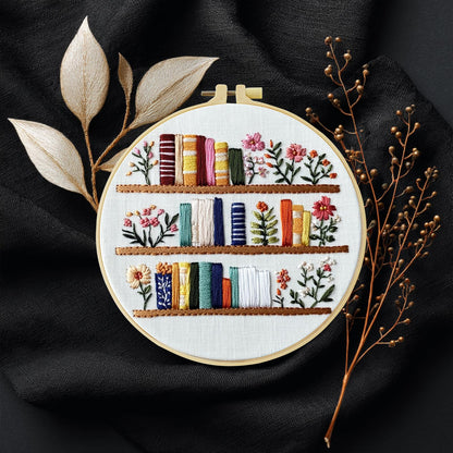 JOZYSH 8'' Flowers Embroidery Kit for Beginners Stamped Books and Flowers Pattern Embroidery Kit Cross Stitch Kit Embroidery Starter Kit with Instructions, Embroidery Hoops for Home Ofiice Decor