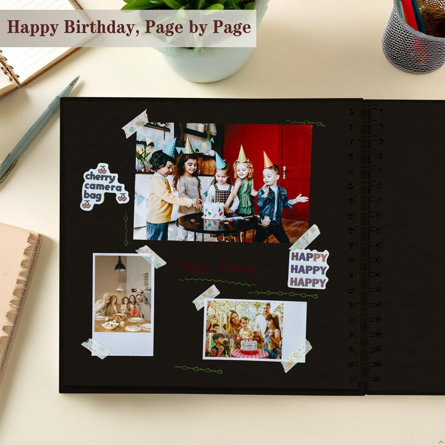 DIY Scrapbook Album 10x10 Inch 40 Pages (20 Sheets) – Hardcover Kraft Paper Photo Book, Blank Memory Scrap Book for DIY Crafts, Wedding, Anniversary, Black
