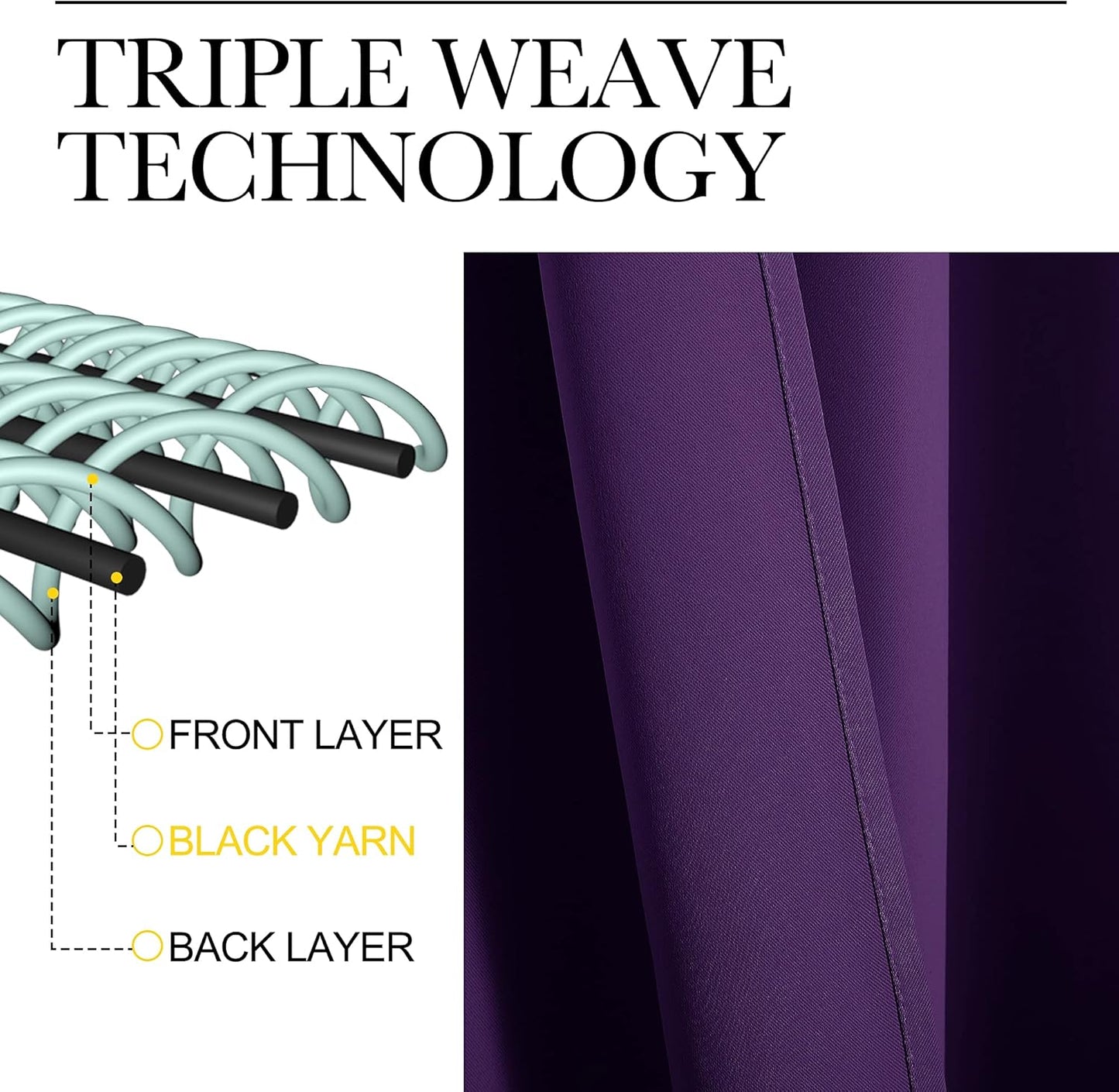 NICETOWN Royal Purple Blackout Curtains - Thermal Insulated Long Drapes, 120" Length, 2 Panels, 55" Wide