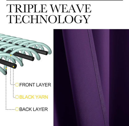NICETOWN Royal Purple Blackout Curtains - Thermal Insulated Long Drapes, 120" Length, 2 Panels, 55" Wide