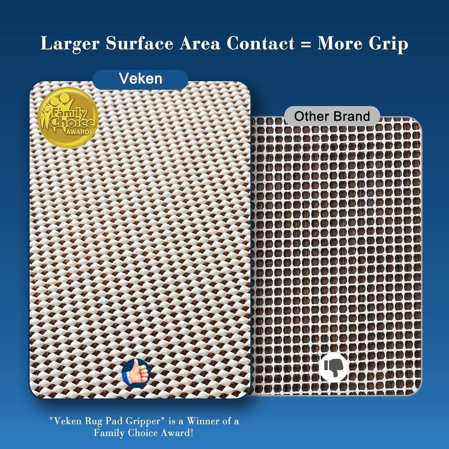 Veken Rug Pad Gripper - Non-Slip 2x6 Ft Rug Pads for Hardwood & Tile Floors | Thick Anti-Skid Mat