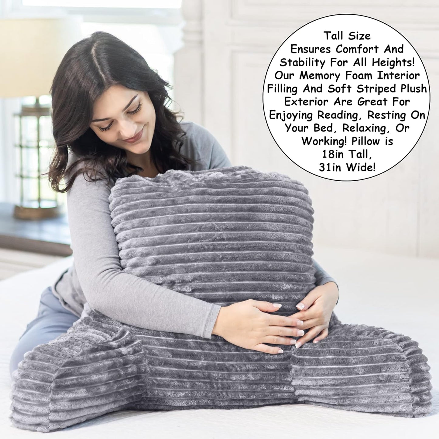 Homie Reading Pillow with Reading Light and Wrist Support, Has Arm Rests, and Back Support for Bed Rest, Lounging
