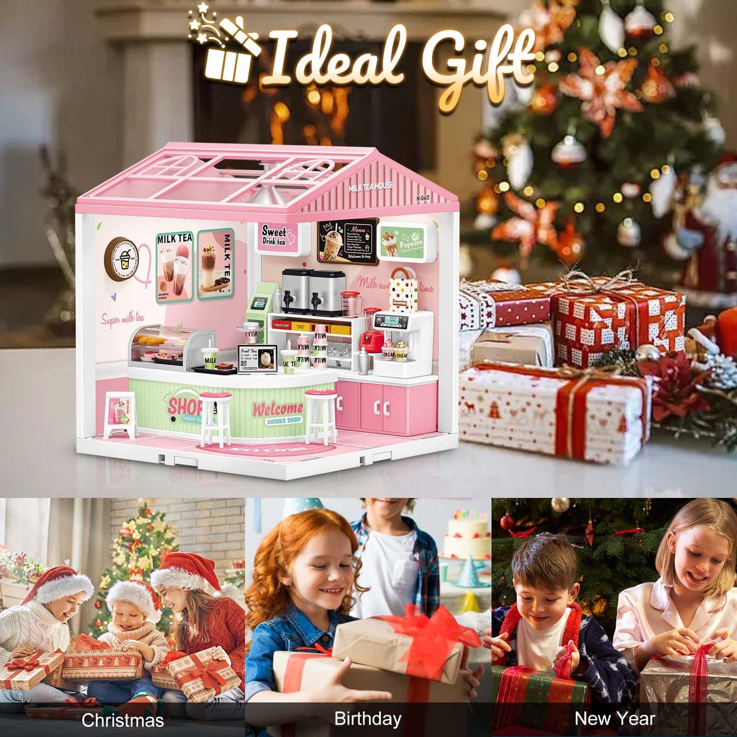 Hallisun LED Building Blocks for Adults, 1:24 DIY Miniature Dollhouse Kits with Roof & Dustproof Cover, Tiny House Toy Building Sets for Kids Ages 8-12-15, Birthday Hobbies Gift for Men Women Boy Girl