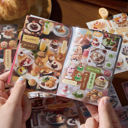 Doukado 660+ Pcs Vintage Scrapbook Stickers Book Set (2 Pks), Holographic Star Glitter Aesthetic Stickers, Retro Japanese Food Theme, Pre-Cut Journaling Supplies for Planner, DIY Crafts