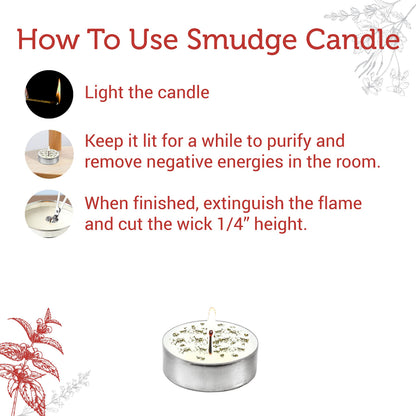 SOUL STICKS 12 Pack Little Smudgies Tealight Candles Smudge Candle for Cleansing House, Meditation, Chakra Healing | Made with Crystals and Herbs (White Sage & Dragon's Blood)