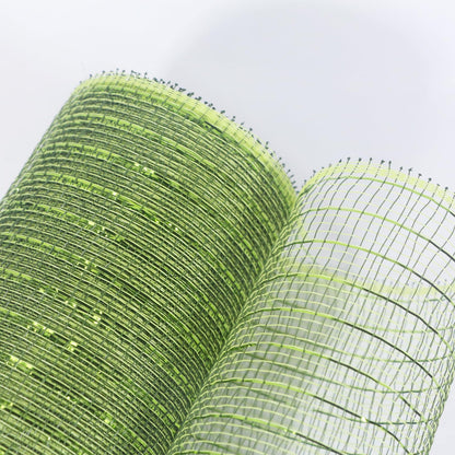JStnana 3 Rolls Army Green Deco Mesh Ribbon, 6 Inch x 30FT Per Roll Metallic Foil Burlap Deco Mesh Fabric for Spring Saint Patricks Day Easter Thanksgiving Fall Wedding Wreath Bow Making DIY Craft