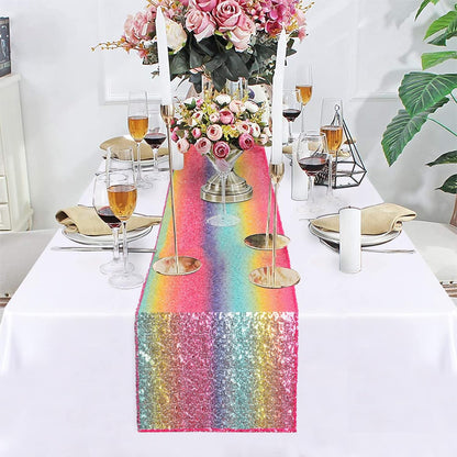 12x72-Inch 72 Inch DUOBAO Rainbow Sequin Table Runner Coffee Table Runners Dining Home Decor Christmas Runners