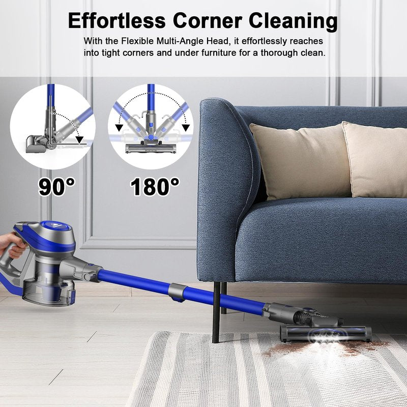 Intercleaner 23Ft Corded Vacuum Cleaner, with LED Headlights & Large Dust Cup, Powerful Suction for Hard Floors & Carpets, Adjustable Stick, Perfect for Pet Hair, Wall Mount Storage
