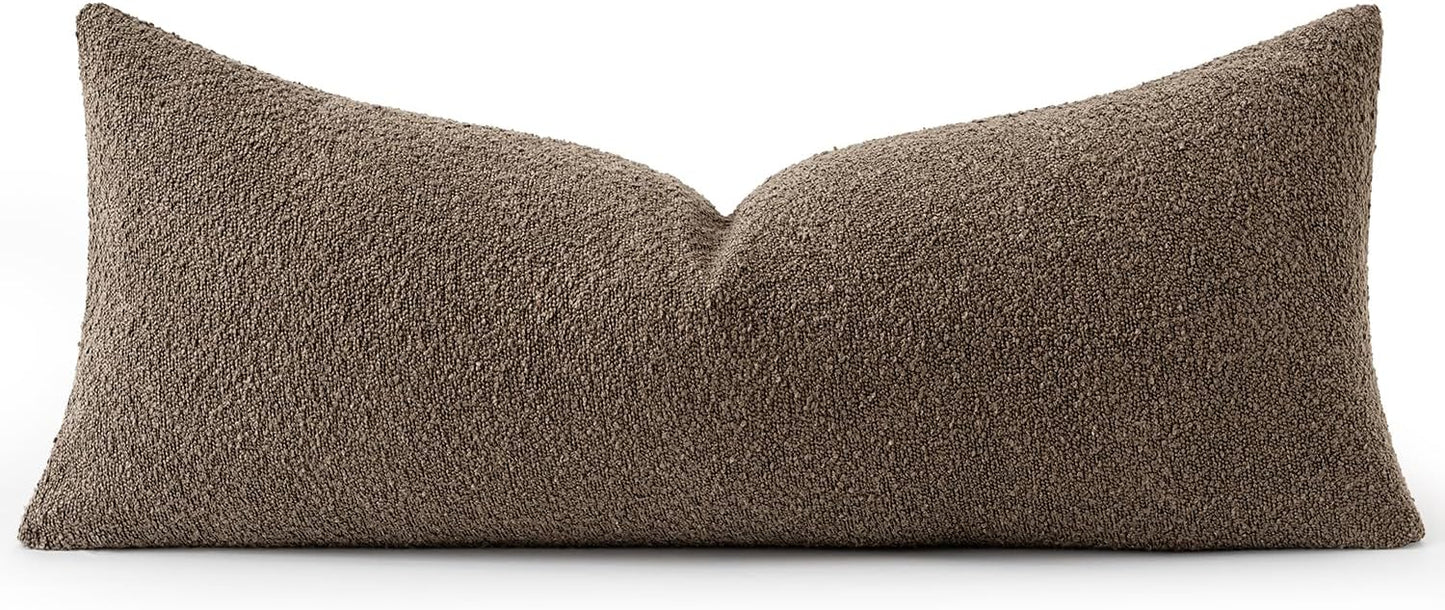 Pack 1 Decor,36x14 Inch MIULEE Textured Boucle Throw Pillow Cover Dark Brown Accent Solid Lumbar Pillow Case Decorative