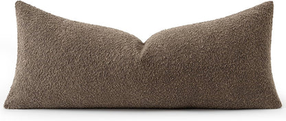 Pack 1 Decor,36x14 Inch MIULEE Textured Boucle Throw Pillow Cover Dark Brown Accent Solid Lumbar Pillow Case Decorative