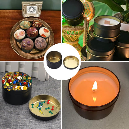 GENHAKON 48 Packs 4 oz Black Candle Tins, Bulk Candle Making Tins, Candle Jars, Candle Containers for Making Candles