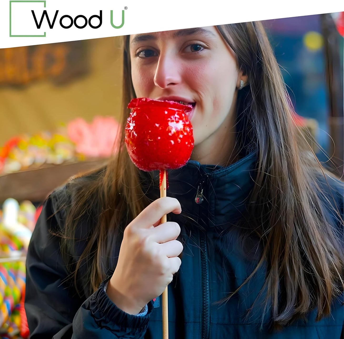 Wooden Candy Apple Sticks - 5.5"x3/16", Disposable 100 Pcs Cocktail Picks and Toothpicks for Appetizers
