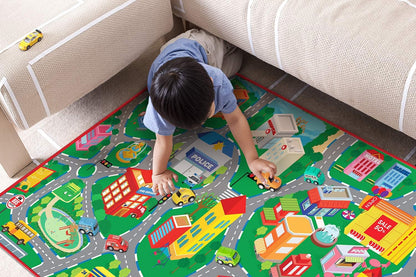 31.5"X67" 6 beetoy Car Rug, Play Mat with Roads for Kids - Portable, Anti-Slip, Educational City Life Traffic Carpet