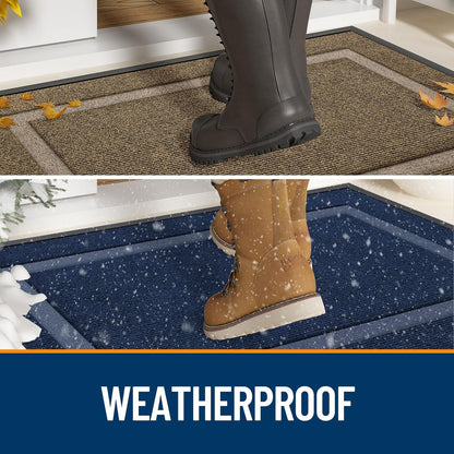OLANLY Indoor Outdoor Front Door Mat - Waterproof All-Season Doormat, Sturdy Rubber, 59x35, Light Grey