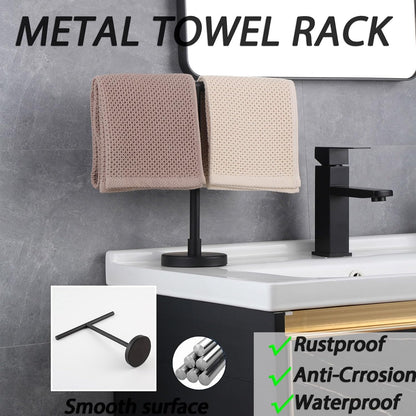 GERZWY Modern Hand Towel Holder Tree Rack Free Standing SUS 304 Stainless Steel Towel Ring, Matte Black DZY06-BK