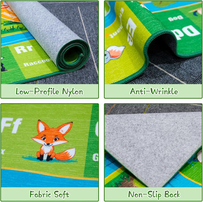 3'x 5' Shapes,(3x5 ABC Carpet, Kids Rug for Playroom Classroom Bedroom, Educational Learning Play Mat with Alphabet