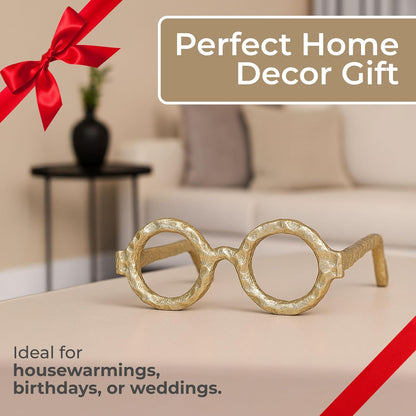 7"x3", Round Glasses Decorative Object Aluminum Sculpture Modern Home Decor Ornament Shelf Styling & Coffee Table Decor