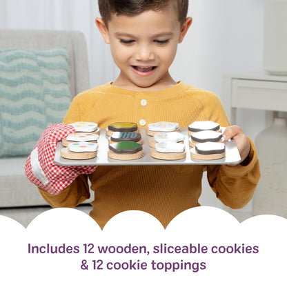 Melissa & Doug Slice & Bake Cookie Set with Wooden Play Food, Colorful Toppings & Play Kitchen Accessories, Preschool Learning Toys for Girls & Boys 3+