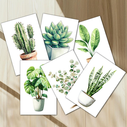 6 Pack Plant Paint by Numbers Kit for Adults Beginners 8x12 Inch, Potted Green Plant Paint by Number Kits on Canvas Without Frame, Easy DIY Acrylic Painting by Numbers for Home Wall Decor Gift