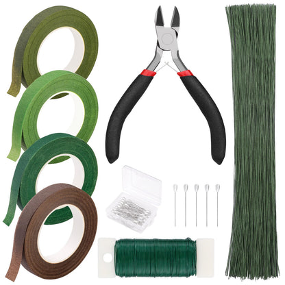 SOCNITC Floral Tape and Wire, Florist Arrangement Tools Kit with Floral Tape Wire Cutter Boutonniere Pin for Bouquets,Wrap Florist,Flower Project