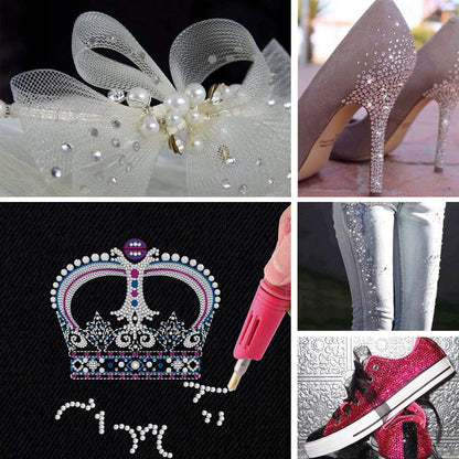 Epesl Bedazzler Kit with Rhinestones, Hot Fixed Gems Craft Applicator - Diamond Painting Pen, Wax Pencil, Tweezers, Tray, Cleaning Brush, Picker Rhinestones Crystals for DIY Clothes Shoes