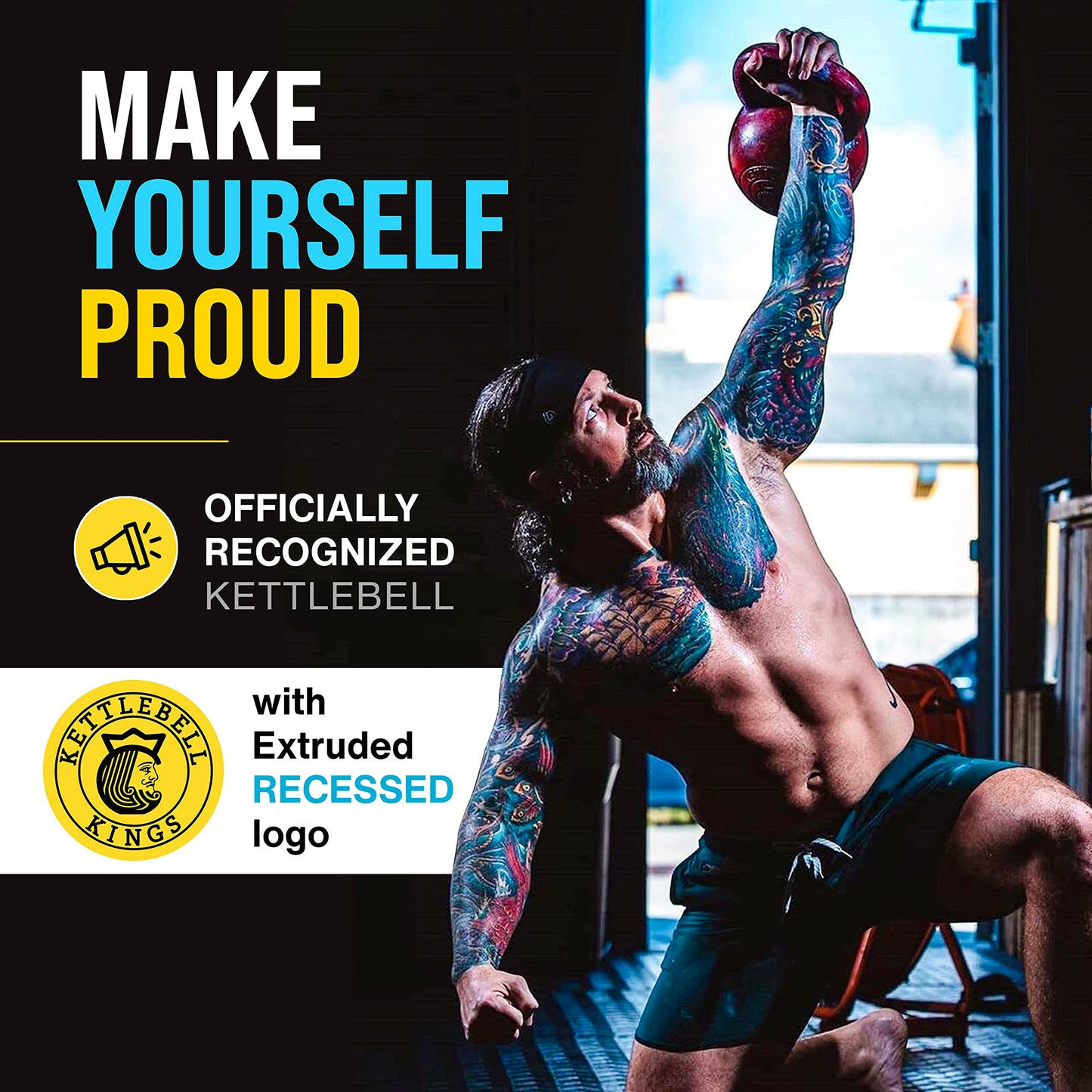 Kettlebell Kings Competition Kettlebells Weight (35mm handle) 8-48 KG | Hand weights Workout Gym Equipment & Strength training sets for Women & Men for Home Gym | Suitable for High Repetition Workouts