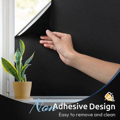 rabbitgoo Blackout Window Film, Sun Heat Blocking Privacy Cover for Glass, Removable Opaque Room Darkening Dark Black Out Window Covers Tint Shades for Home Day Sleep Light Blocker 11.8 x 157 Inches