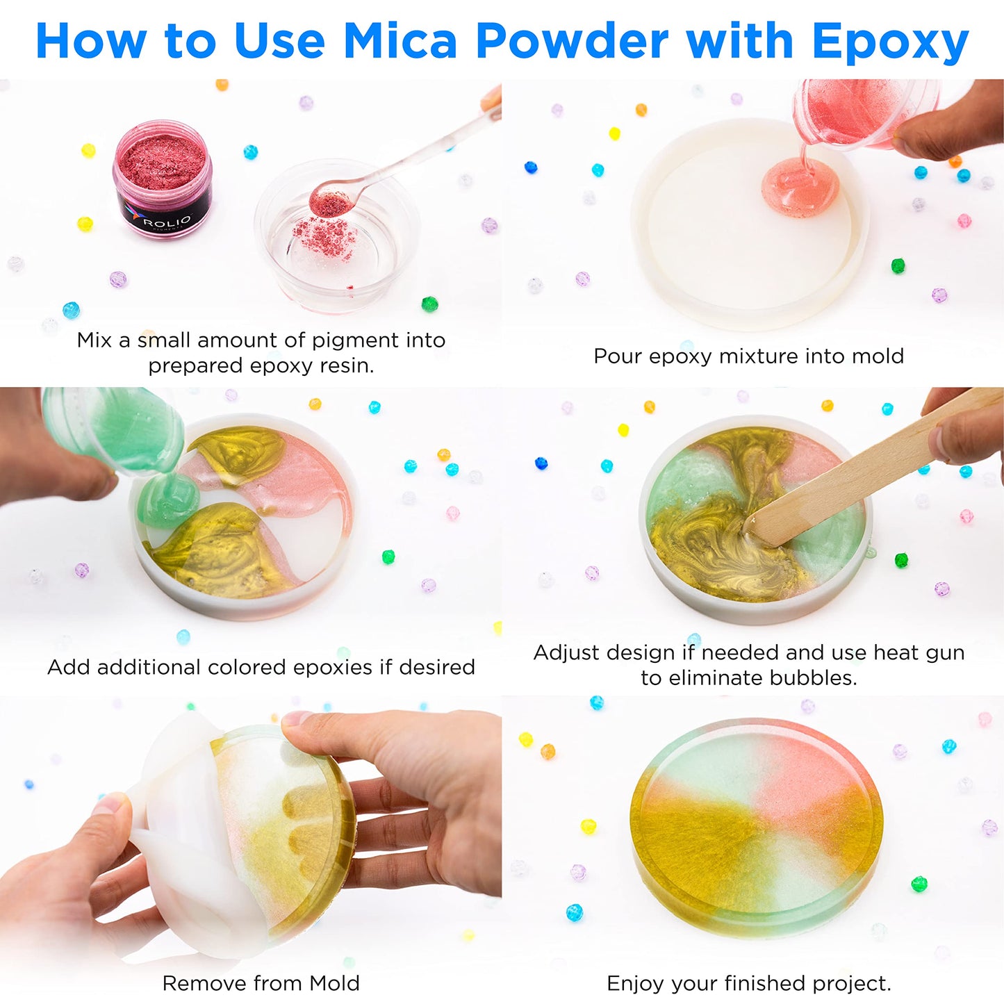 Rolio Premium Mica Powder - Salmon Pink (50G / 1.76oz) - 1 Jar of Pink Pigment Powder for Epoxy Resin, Dye, Soap Making, Nail Polish, Paint, Candle Making, Bath Bombs, Slime