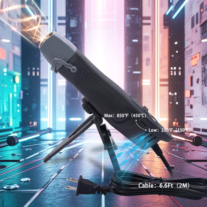mofa Mini Variable Temp Heat Gun 350W 250℉~850℉(150℃- 450℃) Fast Heating,LCD Digital Display Hot Air Gun Tools with Reflector Nozzle&Tripod Overload Protection for Crafting,Embossing,Drying (Black)