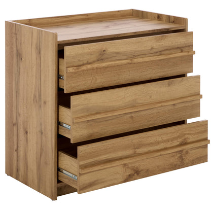 SAFAVIEH Furniture - Mishi 3-Drawer Chest - Oak Wood-Look Dresser with Storage, Modern Bedroom & Guest Room Storage Cabinet, 32" W x 18.3" D x 31.5" H (CHS3101A)