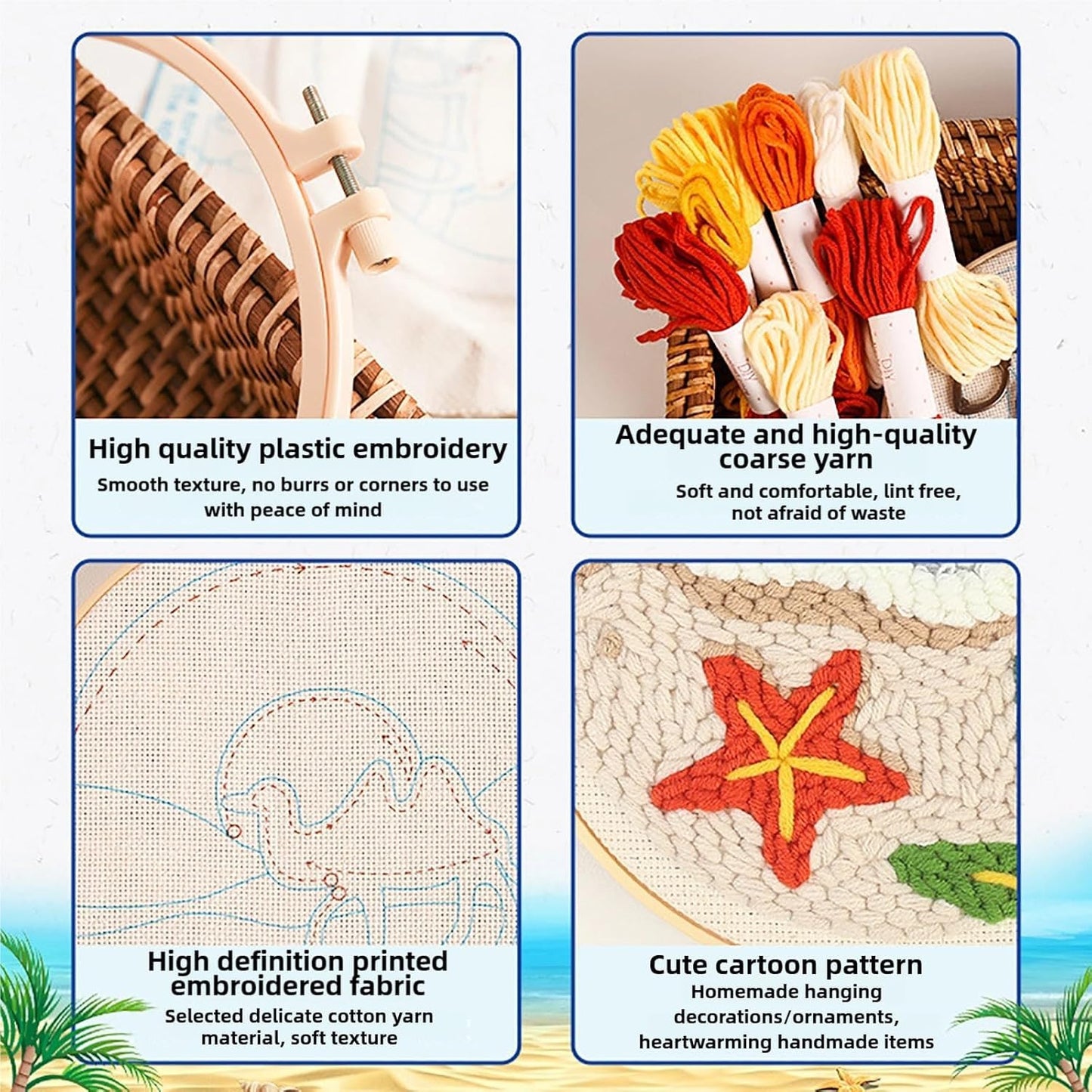 Punch Needle Kit for Beginners, Punch Stitching Kit for Adults, Needle Punch Kits for Adults with Fox and Moon Design, Ideal for DIY Crafts, Embroidery, and Gifts for All Ages