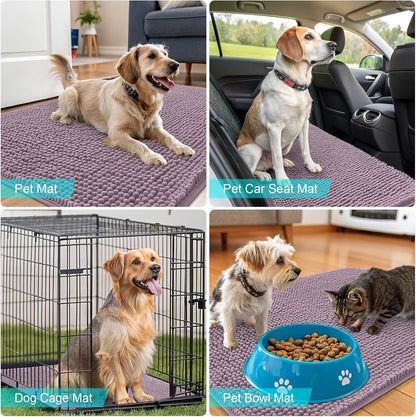 OLANLY Dog Door Mat - Absorbent Non-Slip Mud Mat for Indoor Use | Quick Dry Chenille, 44x32, Deep Plum